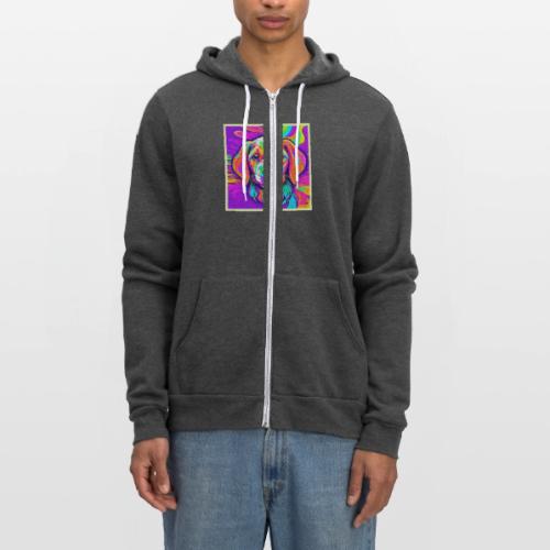 Rainbow Puppy: Cartoon Glow - Unisex Full Zip Hoodie