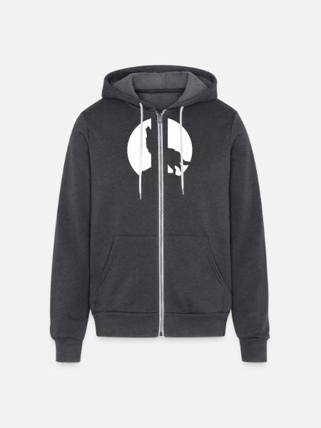 Howling Wolf - Unisex Full Zip Hoodie - charcoal grey