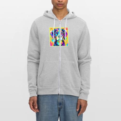 Rainbow Dog Portrait Design - Unisex Full Zip Hoodie