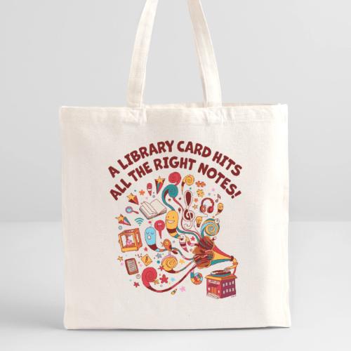 A Library Card Hits All the Right Notes - Recycled Tote Bag