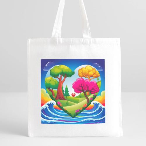 Heart, fantasy, landscapes, nature, fantasy - Recycled Tote Bag