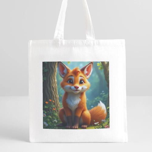 Magical fantasy fox in enchanted forest scene - Recycled Tote Bag