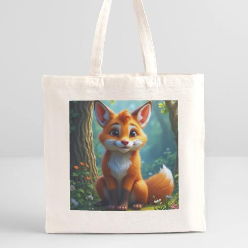 Magical fantasy fox in enchanted forest scene - Recycled Tote Bag