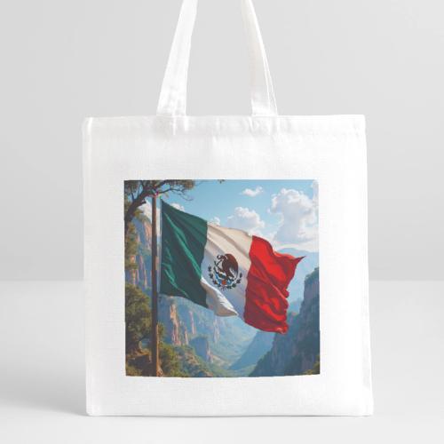 Mexican Flag in Mountain Nature Landscape - Recycled Tote Bag