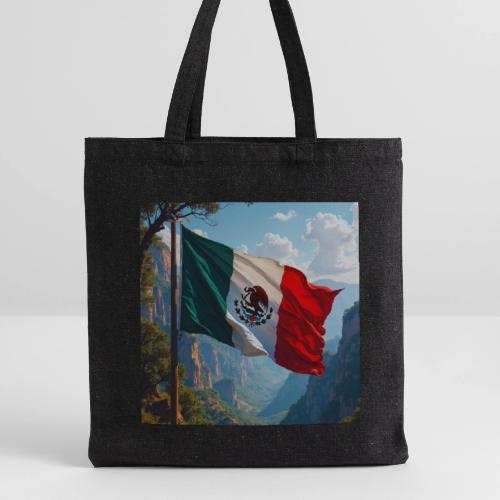 Mexican Flag in Mountain Nature Landscape - Recycled Tote Bag