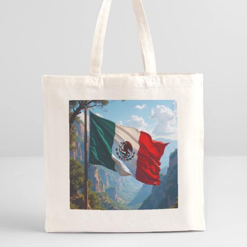 Mexican Flag in Mountain Nature Landscape - Recycled Tote Bag