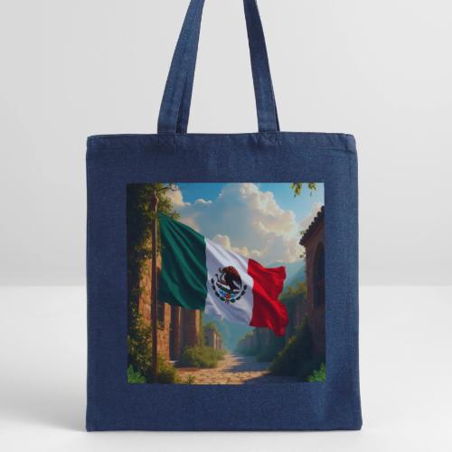 Mexican flag in Magical Town and Nature - Recycled Tote Bag