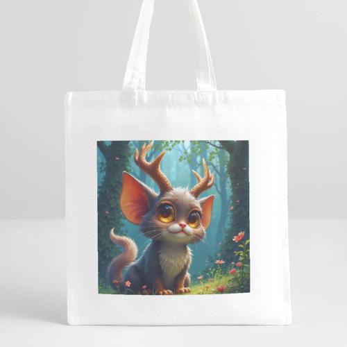 Magical Forest Creature with Deer Horns - Recycled Tote Bag