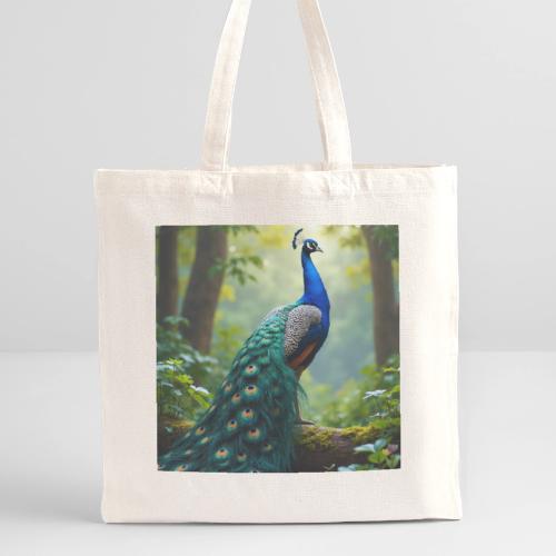 Majestic Peacock in Enchanted Forest - Recycled Tote Bag