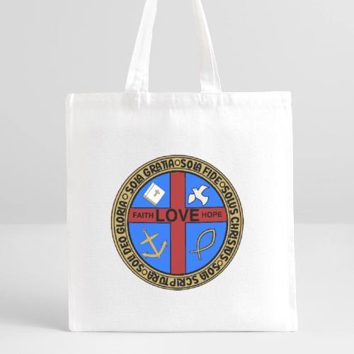 Five Solas Faith Hope Love Shirt–Christian Symbols - Recycled Tote Bag