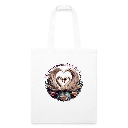 My Heart Swims Only for You Swan Heart T-Shirt - Recycled Tote Bag
