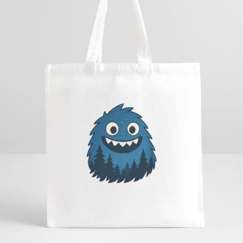 Whimsical Blue Forest Monster – Cute Cartoon Night - Recycled Tote Bag