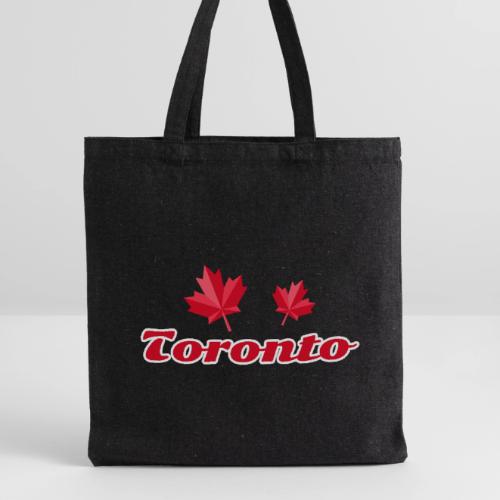 Toronto with two red maple leaves - Recycled Tote Bag