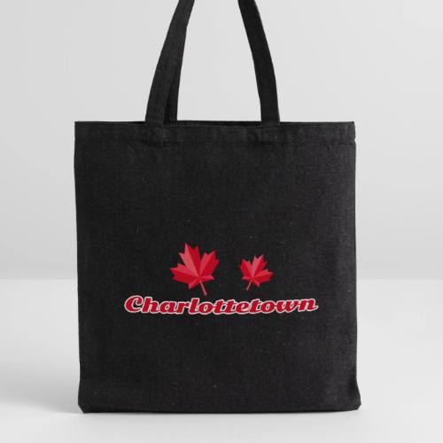 Charlottetown with two red maple leaves - Recycled Tote Bag