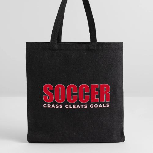 Soccer Grass Cleats Goals Typography Design - Recycled Tote Bag