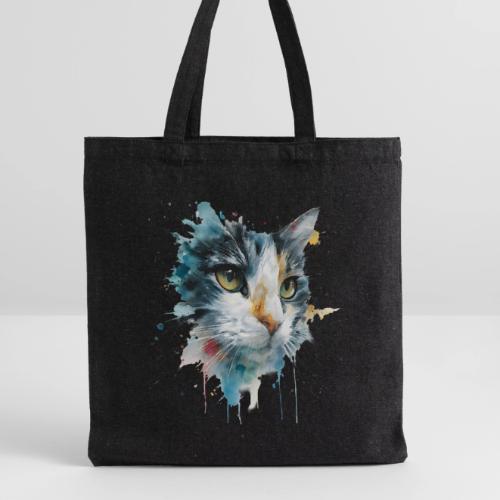 Watercolor cat face - Recycled Tote Bag