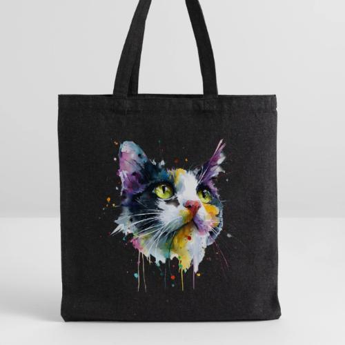 Cat: Painted Purr Expression - Recycled Tote Bag