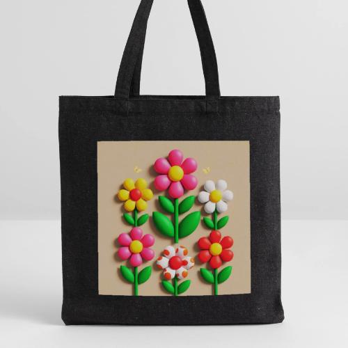 3D Flowers and Butterflies in Amber, Floral Design - Recycled Tote Bag