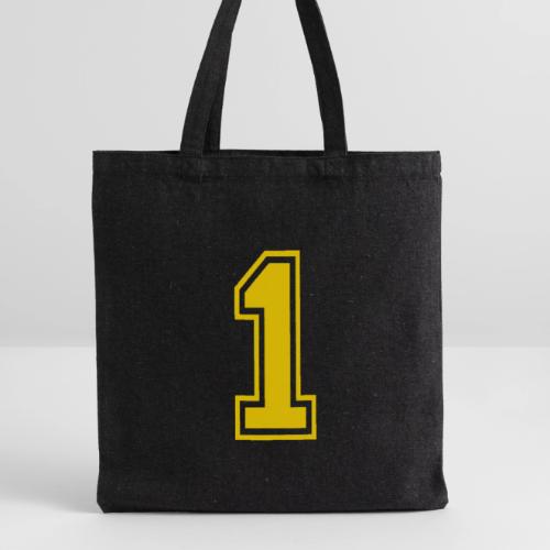 Number 1 in a classic athletic collegiate font - Recycled Tote Bag
