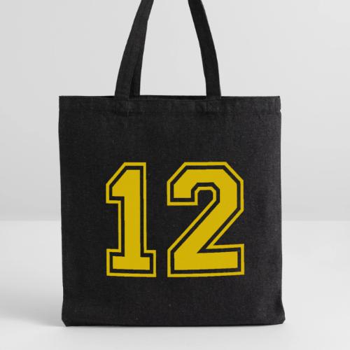 Number 12 in a classic athletic collegiate font - Recycled Tote Bag