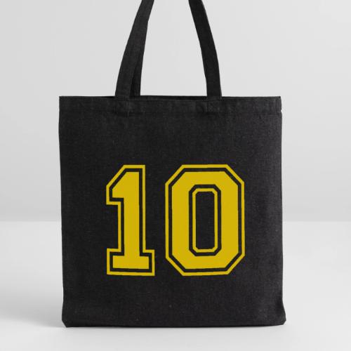 Number 10 in a classic athletic collegiate font - Recycled Tote Bag