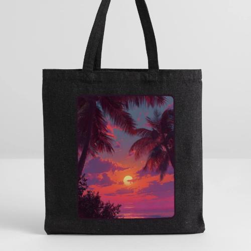 Tropical Sunset Palm Silhouette Design - Recycled Tote Bag
