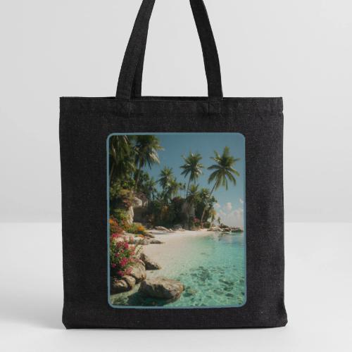 Serene Tropical Beach Floral Design - Recycled Tote Bag
