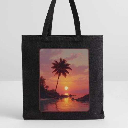 Tropical Beach Sunset Palm Design - Recycled Tote Bag