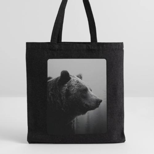 Grizzly Bear Black White Portrait Design - Recycled Tote Bag