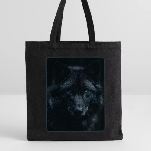 Black Wolf Intense Eyes Portrait Design - Recycled Tote Bag