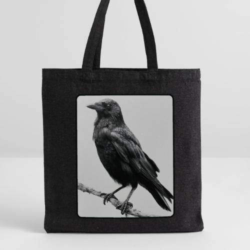 Raven Black and White Art Design - Recycled Tote Bag