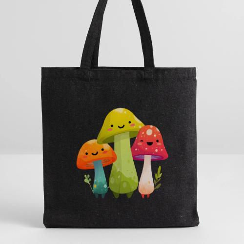 Trio of Happy Mushrooms - Recycled Tote Bag