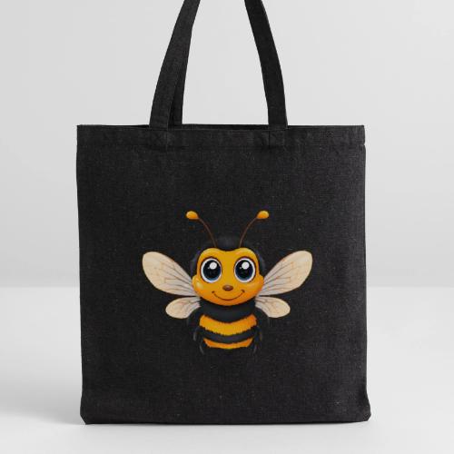 Happy Cartoon Baby Bee with Open Wings - Recycled Tote Bag