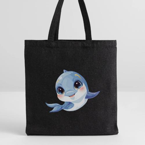Joyful Blue-White Baby Dolphin - Recycled Tote Bag