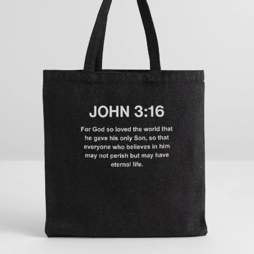 John 3:16 Christian Apparel – White - Recycled Tote Bag