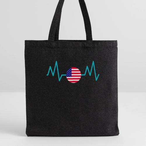Heartbeat USA Flag – Patriotic American Pride Tee - Recycled Tote Bag