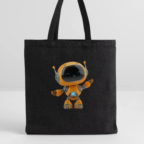 Playful Orange 3D Cartoon Robot for Kids - Recycled Tote Bag