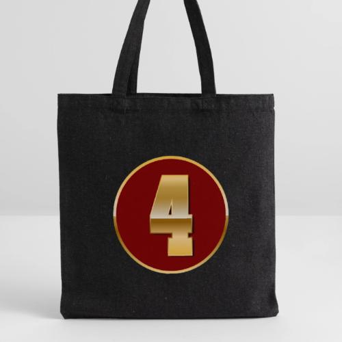 Number 4 in Gold Varsity Font - Recycled Tote Bag