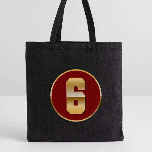 Number 6 in Gold Varsity Font - Recycled Tote Bag
