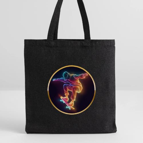 Skateboarding: Midnight Neon Skater - Recycled Tote Bag