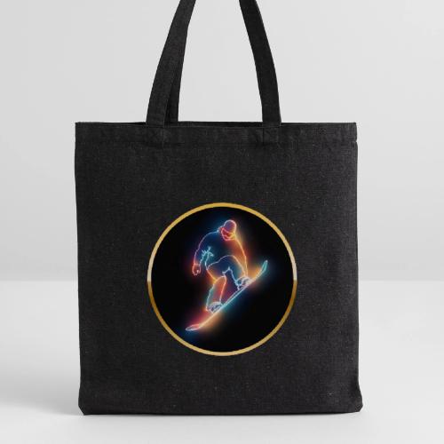 Golden Neon Snowboard - Recycled Tote Bag