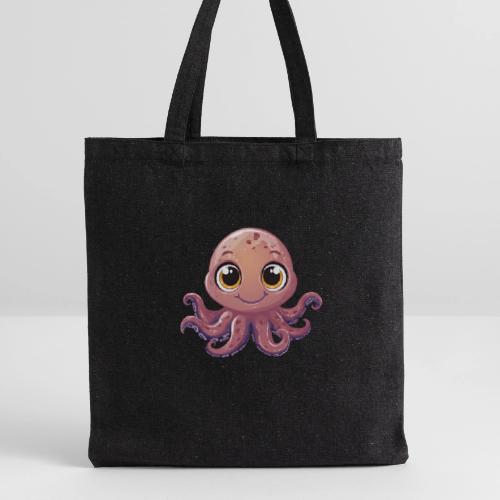 Cute Cartoon Baby Octopus with Big Eyes - Recycled Tote Bag