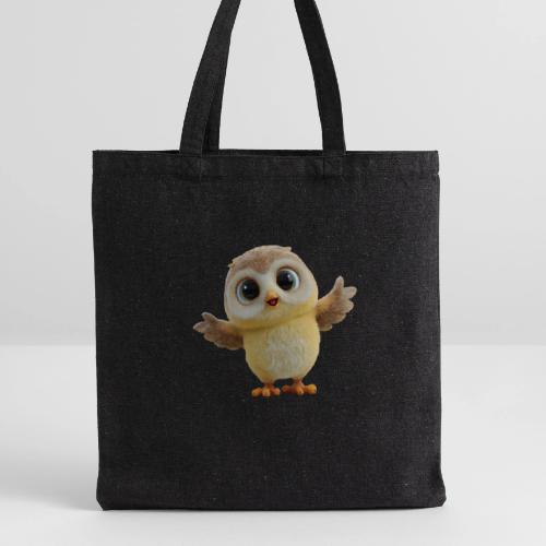 Cute Cartoon Baby Owl with Wings Open - Recycled Tote Bag