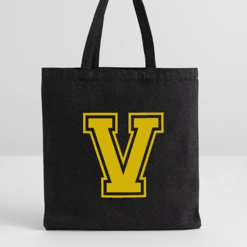 Letter V – Capital Athletic Alphabet Monogram - Recycled Tote Bag