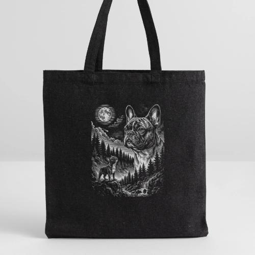 Vintage French Bulldog Moon Howling Tee - Recycled Tote Bag