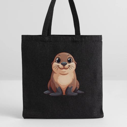 Smiling Cartoon Brown Sea Lion - Recycled Tote Bag