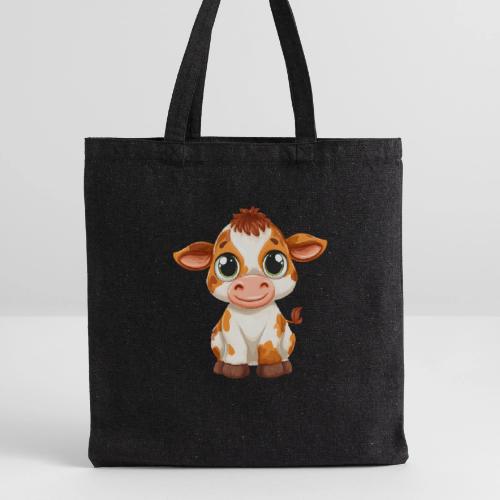 Cute Cartoon Baby Calf with Bright Innocent Eyes - Recycled Tote Bag