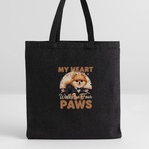 My Heart Walks on Four Paws – Pomeranian tee - Recycled Tote Bag