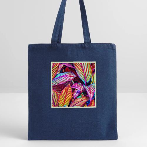 Striped Neon Leaves Design - Recycled Tote Bag
