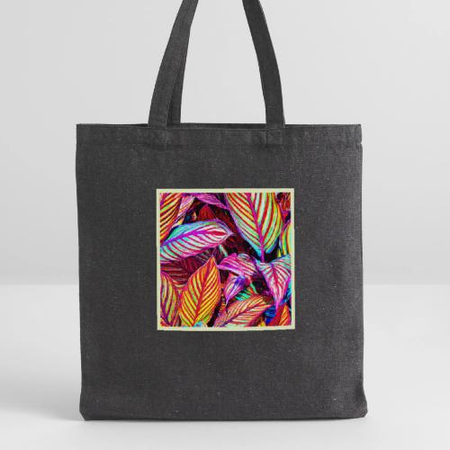 Striped Neon Leaves Design - Recycled Tote Bag